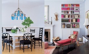 blue chandelier dining room